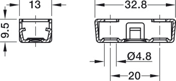 Herraje de unión para muebles, RV/U-T3, Häfele Ixconnect, con función de fijación