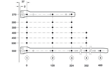 Sistema de guías para laterales de cajón de pared sencilla, Häfele Matrix Box single A25, extracción parcial, altura 86 mm, blanco puro, RAL 9010