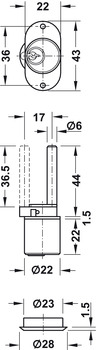 cerradura giratoria para sistema central de cierre,Con cilindro de pitones, Recorrido 17 mm, Perfil estándar específico del cliente