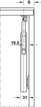 herraje para puertas plegables,Häfele Free flap H 1.5 – plástico con brazo de soporte metálico, Juego de 1 pieza para aplicación por un lado