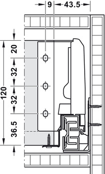 Juego de cajón,Häfele Matrix Box S35, Altura del lateral de cajón 120 mm, Capacidad de carga 35 kg, Con autocierre y mecanismo de amortiguación