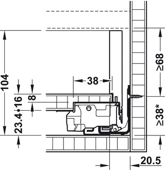 Juego de cajón,Legrabox pure, Altura del lateral de cajón 90 mm, Altura del sistema M, Con carril del armario Tip-On