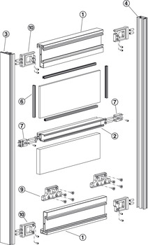 Perfil para marco de aluminio,Horizontal, superior/inferior