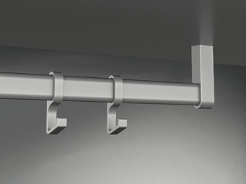 Gancho, aluminio, para barra de armario OVA 30 x 14 mm
