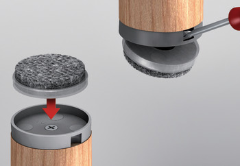 Deslizador de plástico, redonda, para presionar Ø 20–50 mm
