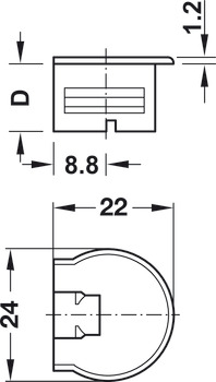 Herraje de unión, Häfele Rafix Tab 20,sin elemento de apriete, plástico, con reborde