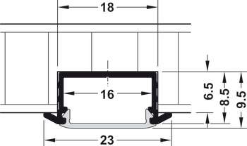 Perfil para montaje bajo estante, Häfele Loox, altura del perfil 13mm, perfil 2191