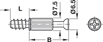 Perno de unión, S200, sistema Minifix<sup>®</sup>, para taladro de diámetro: 5 mm