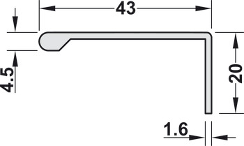 Tirador de perfil metálico, de aluminio, forma en L