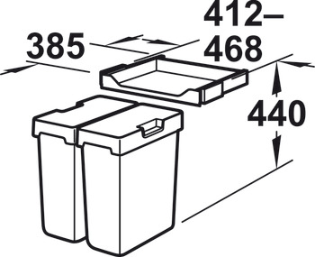 Cubo de basura doble y cubo de basura con tres compartimentos, 2 x 17 litros / 3 x 17 litros