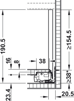 Juego para cajón, Legrabox pure, altura del lateral de cajón 177 mm, altura del sistema C, con carril del armario Blumotion S, capacidad de carga: 40 kg