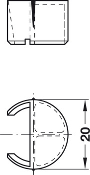 Herraje de unión para estantes, Häfele Ixconnect rasant-Tab, para atornillar en taladro de diámetro 3 ó 5 mm