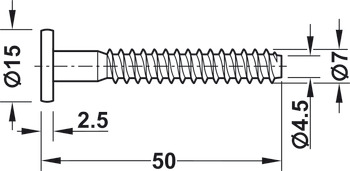 Tornillo de unión, Häfele confirmat, cabeza cilíndrica, para taladro Ø 5 mm, SW4