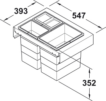 Cubo de basura triple, 2 x 10 y 1 x 20 litros, Hailo marcos-Cargo Legrabox 3670-62