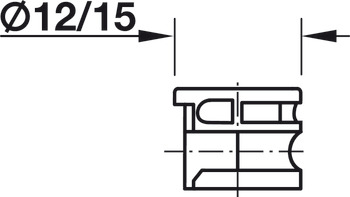 Herraje de unión, Häfele Minifix 12, fundición de zinc a presión, sin reborde
