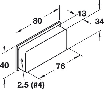 Tirador para mueble embutido, de plástico, rectangular