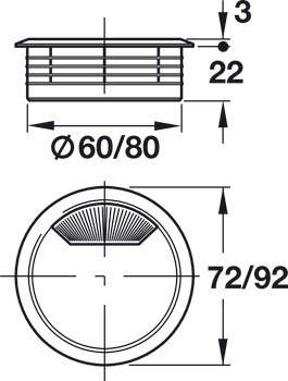 Pasacables, diámetro de taladro 60 ó 80 mm