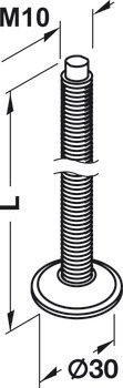 Tornillo de ajuste, rosca M10, Girable, longitud 60–120 mm