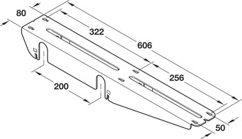 Herraje de unión para tableros, para 2 marcos, para profundidad del tablero de la mesa 800 mm, para Idea Motion, base  de mesa A y C