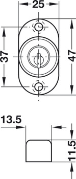 Cilindro de presión, con cilindro de pitones, para puertas correderas de madera, perfil estándar