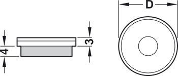 Deslizador de fieltro, redonda, para presionar Ø 20 hasta 50 mm