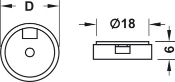 Elemento base, redondo, para deslizadores - apoyos inferiores Ø 20, 25 y 30 mm