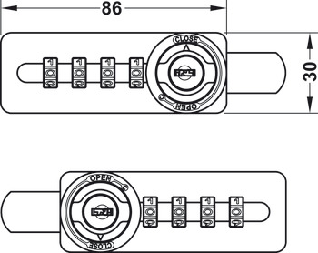 Cerradura de palanca, con ruedas numéricas, perfil estándar