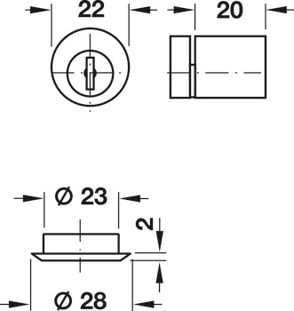 Bombillo de pitones, perfil estándar, diámetro 22 mm, para cerradura de caja para insertar