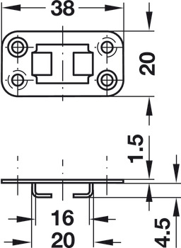 Guía para varilla, para cerradura giratoria para sistema central de cierre, forma abierta