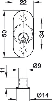 Cilindro de presión, con cilindro de pitones, perfil normal
