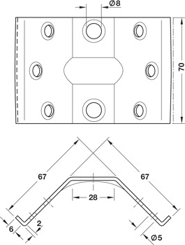 Herraje para marcos y patas de mesa, altura 70 mm