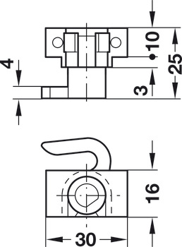 Cerradura de varilla giratoria con resbalón, PZ 60 entrada 40 mm