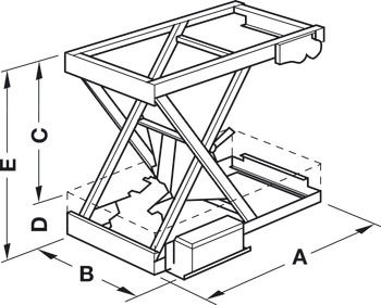 Sistema de elevación, mecanismo de tijera con patín con cojinete de bolas, capacidad de carga 80-150 kg