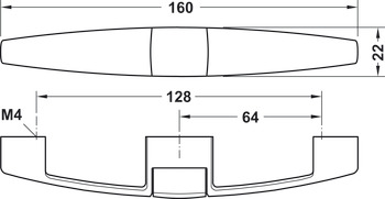 Tirador funcional, Häfele Cara-Latch, longitud 160 mm