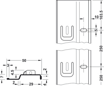 Perfil de suspensión, sistema de montaje de paneles, vertical