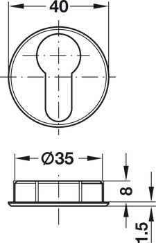 Roseta del cilindro, PZ 60, para semicilindro perfilado, niquelado