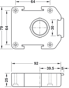 Placa de fijación , Para sistema de zócalo Häfele AXILO<sup>®</sup> 78