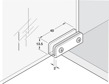 Bisagra, para construcciones de cristal/madera, ángulo de apertura 110°
