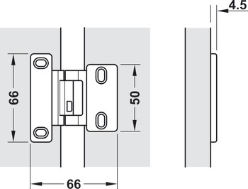 Bisagra especial, para puertas de material laminado (HPL), para montaje intermedio, ranura 6 mm