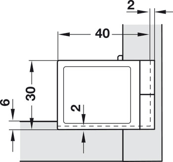 Bisagra para puerta de cristal, ángulo de apertura 170°, montaje angular