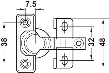 Bisagra con brazo corto, para puertas giratorias estrechas desde 14 mm de grosor de puerta