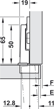 Bisagra de cazoleta, módulo Blum 95°, para aplicaciones de puerta de frigorífico