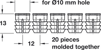 Manguitos expansibles, presentación en tiras, con rosca interior M6, poliamida