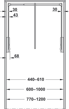Barra abatible para armario, para ancho interior del cuerpo 440–610 mm