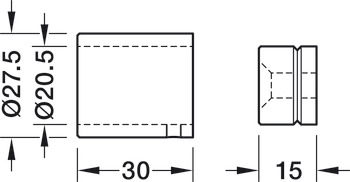 Soporte para barra de armario, para barra de armario redonda Ø 20 mm
