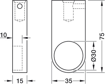 Soporte para barra de armario, para barra de armario redonda Ø 30 mm