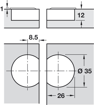 Bisagra para puertas abatibles, 90°, ajuste tridimensional, para puertas elevables de madera