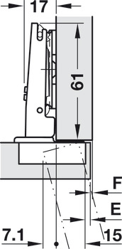 Bisagra de cazoleta, Häfele Duomatic Plus 110°, montaje angular