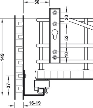 Elemento extraíble para armario inferior, Häfele, para montaje detrás de paneles frontales