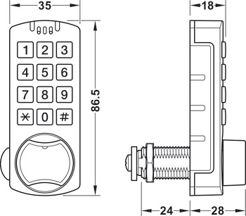 Cerradura electronica Minilock con código pin, con teclado numérico